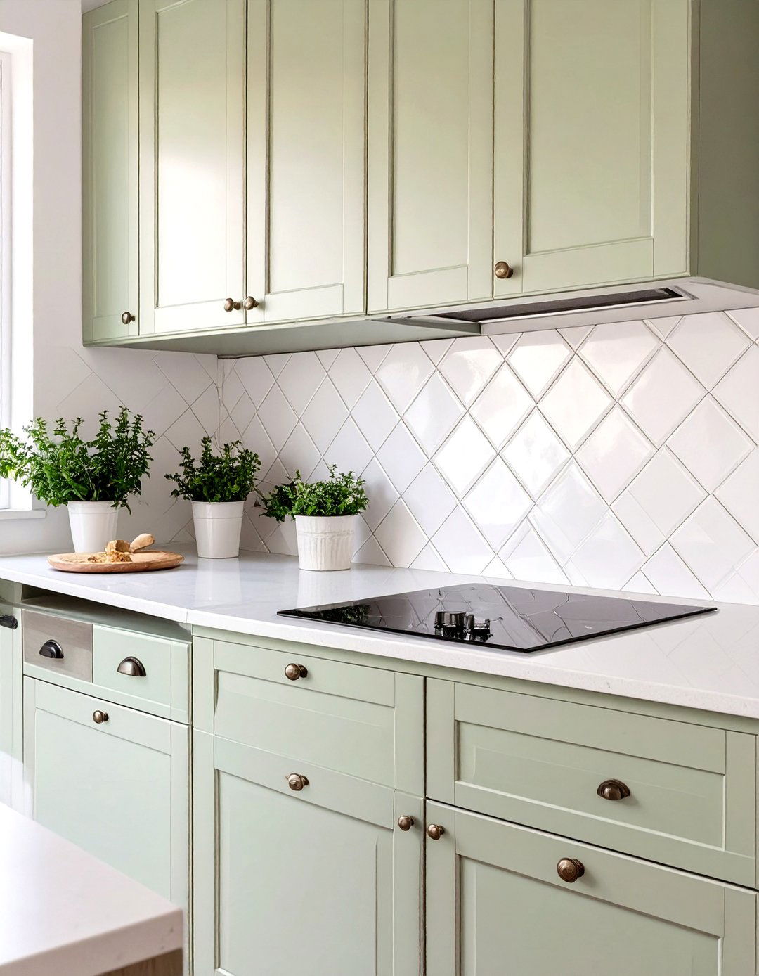 White Diamond Pattern Tile Backsplash - 30 white kitchen backsplash ideas