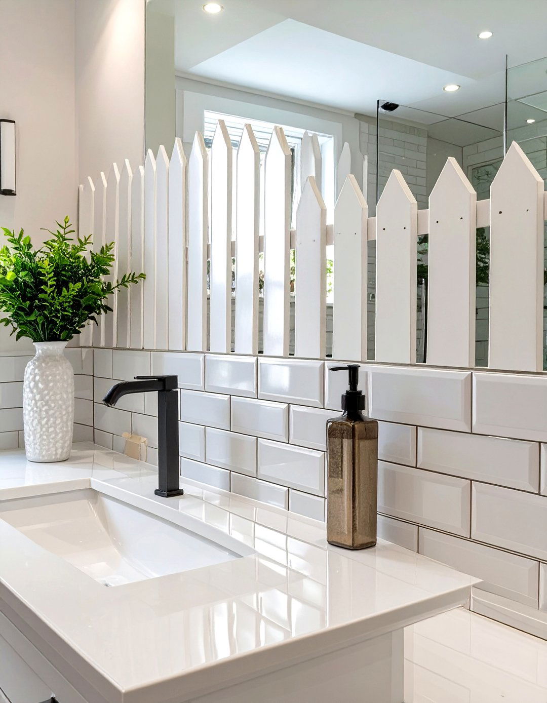 White Fish Scale Tiles - 30 white bathroom tile ideas