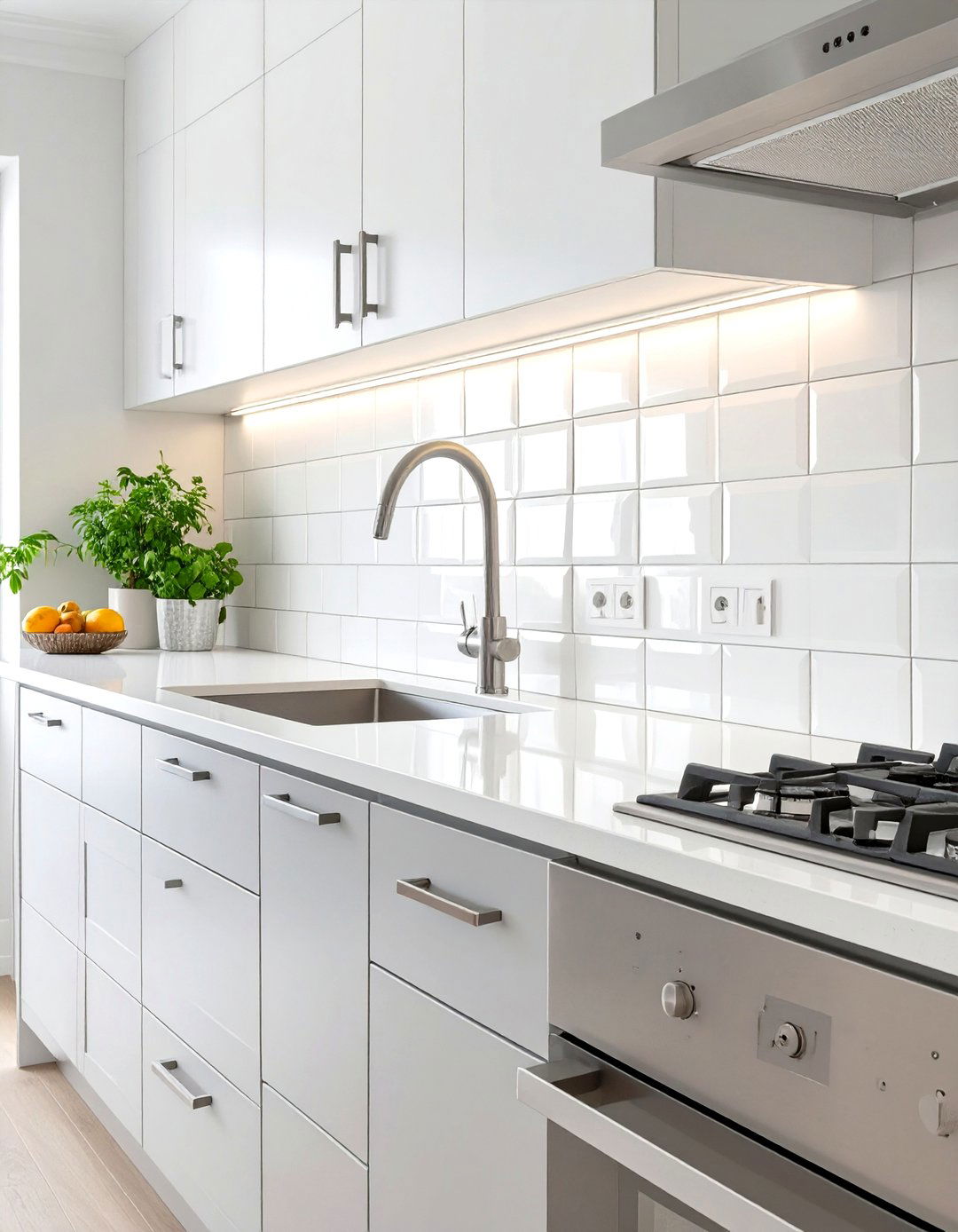 White Glass Tile Backsplash - 30 white kitchen backsplash ideas