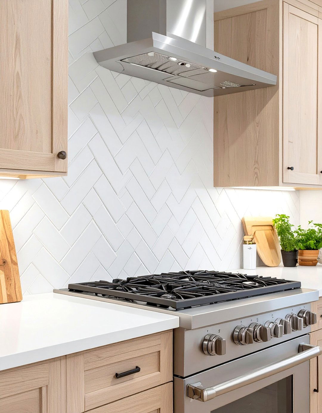 White Herringbone Pattern Backsplash - 30 white backsplash ideas