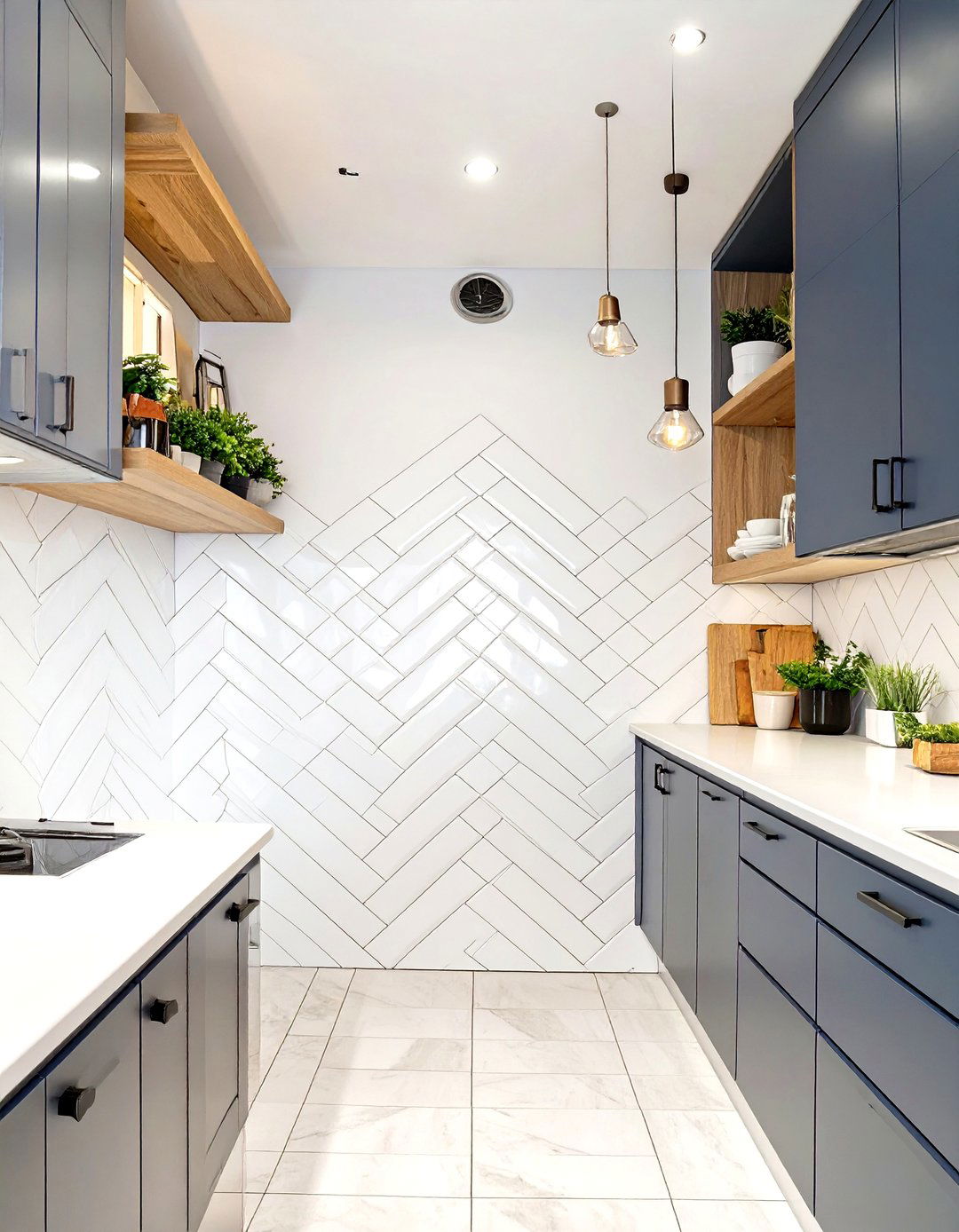 White Herringbone Tile Backsplash - 30 white kitchen backsplash ideas