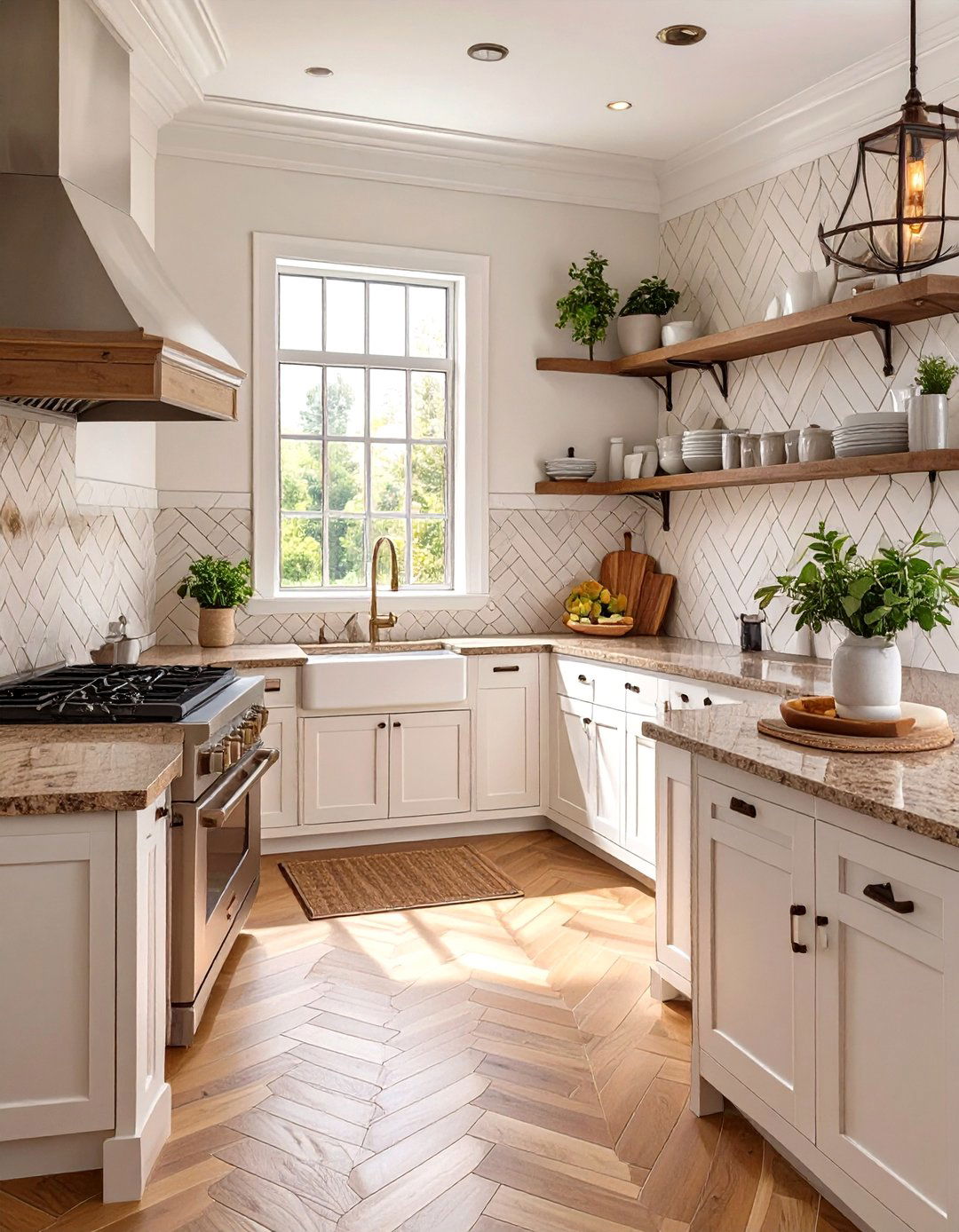 White Herringbone Tile Backsplash - 30 backsplash ideas for fantasy brown granite countertops
