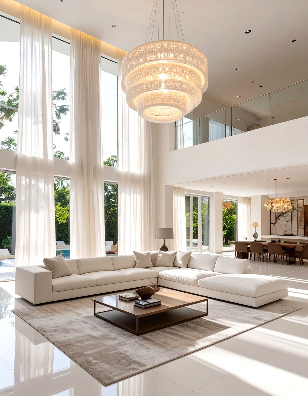 White Living Room with High Ceilings - 30 white living room ideas