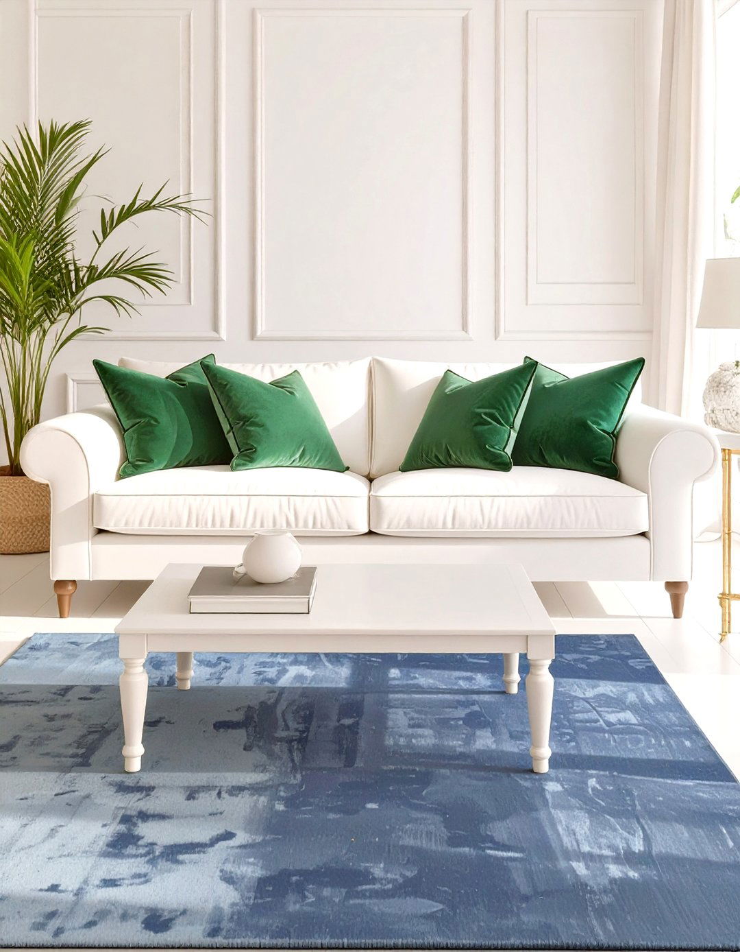 White Living Room with Jewel Toned Accents - 30 white living room ideas