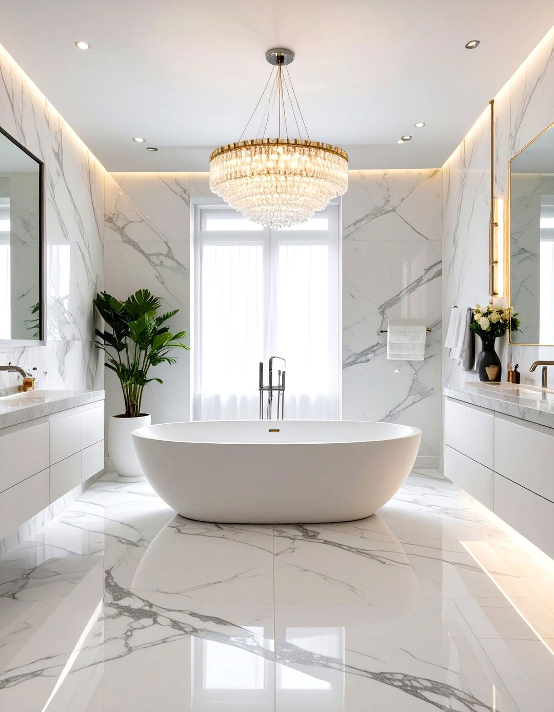 White Marble Luxury Bathroom - 30 modern white bathroom ideas