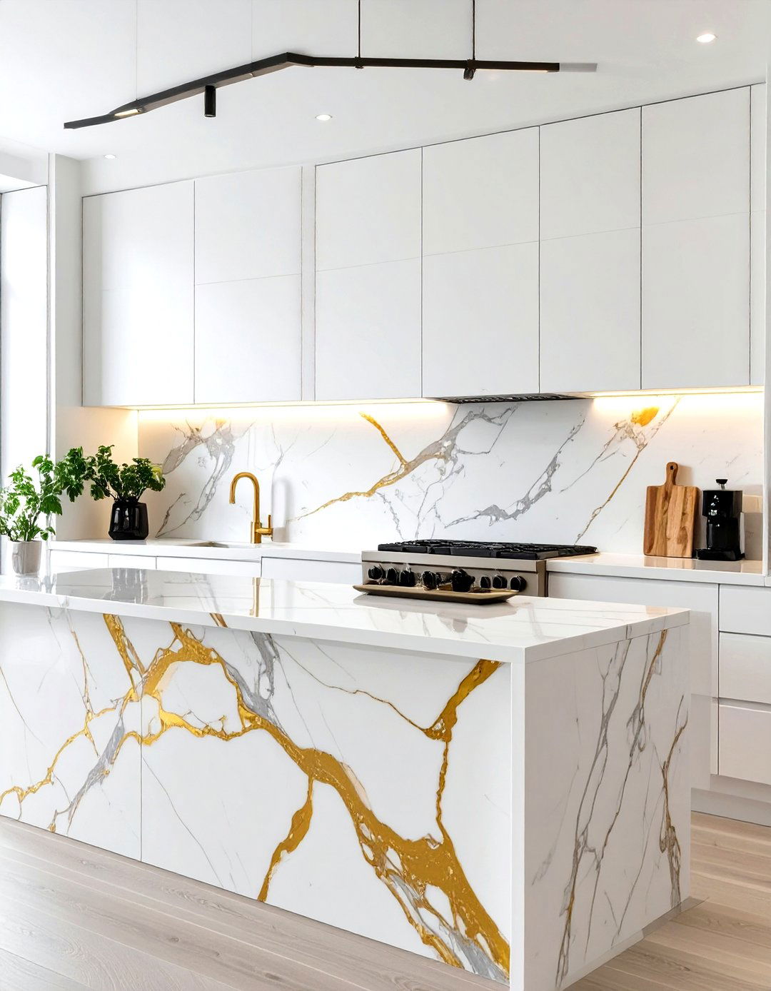 White Marble Slab Backsplash - 30 white kitchen backsplash ideas