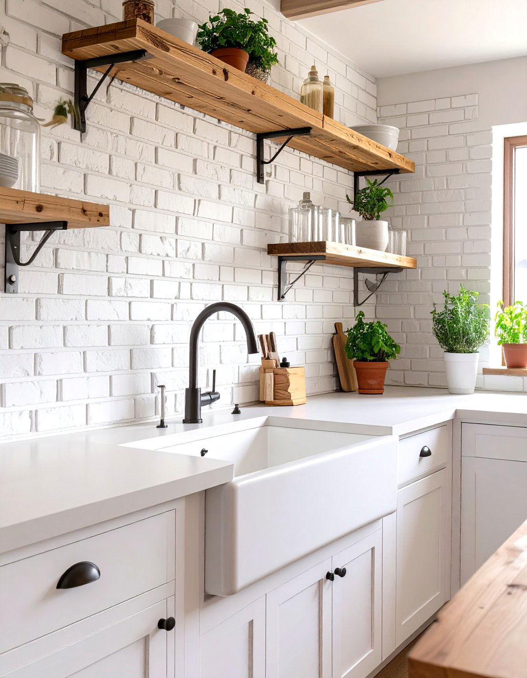 White Painted Brick Backsplash - 30 white kitchen backsplash ideas