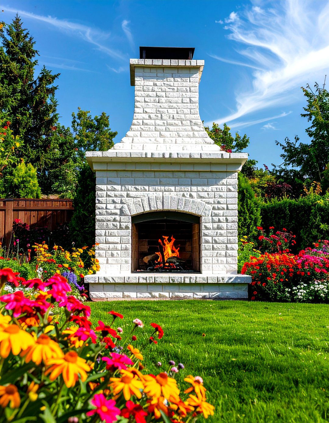 White Painted Brick Outdoor Fireplace - 30 outdoor fireplace ideas