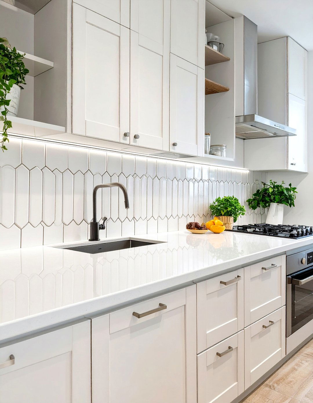 White Picket Fence Tile Backsplash - 30 white kitchen backsplash ideas