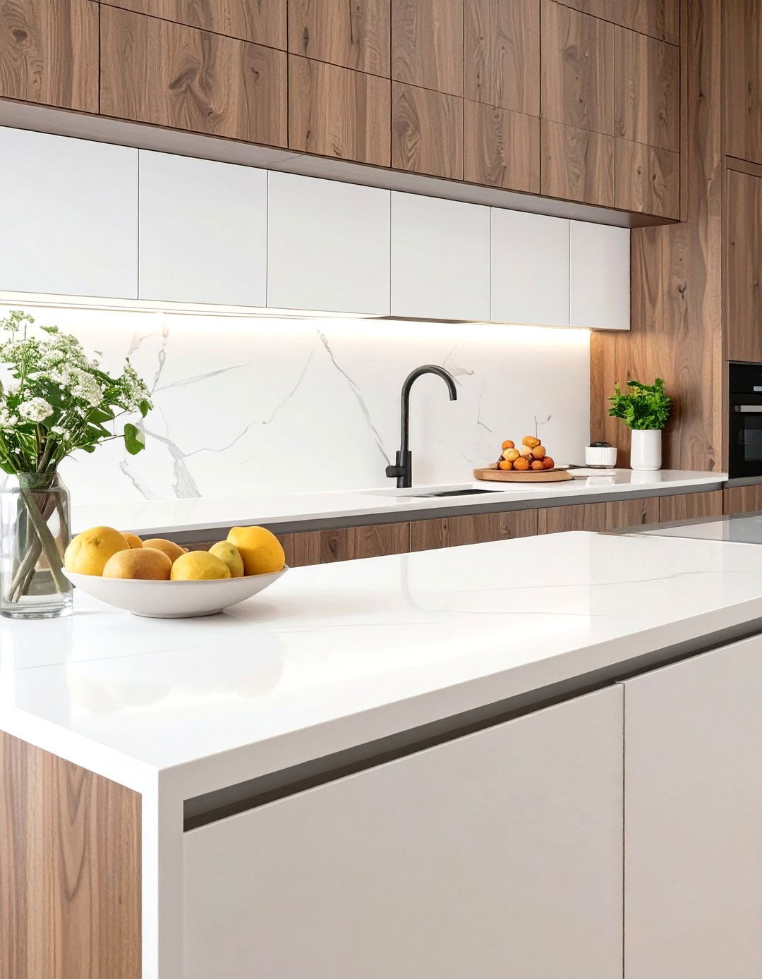 White Quartz Slab Backsplash - 30 white kitchen backsplash ideas