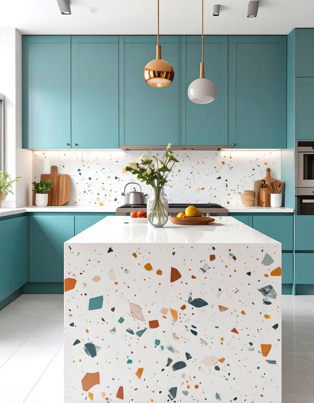 White Terrazzo Backsplash - 30 white backsplash ideas