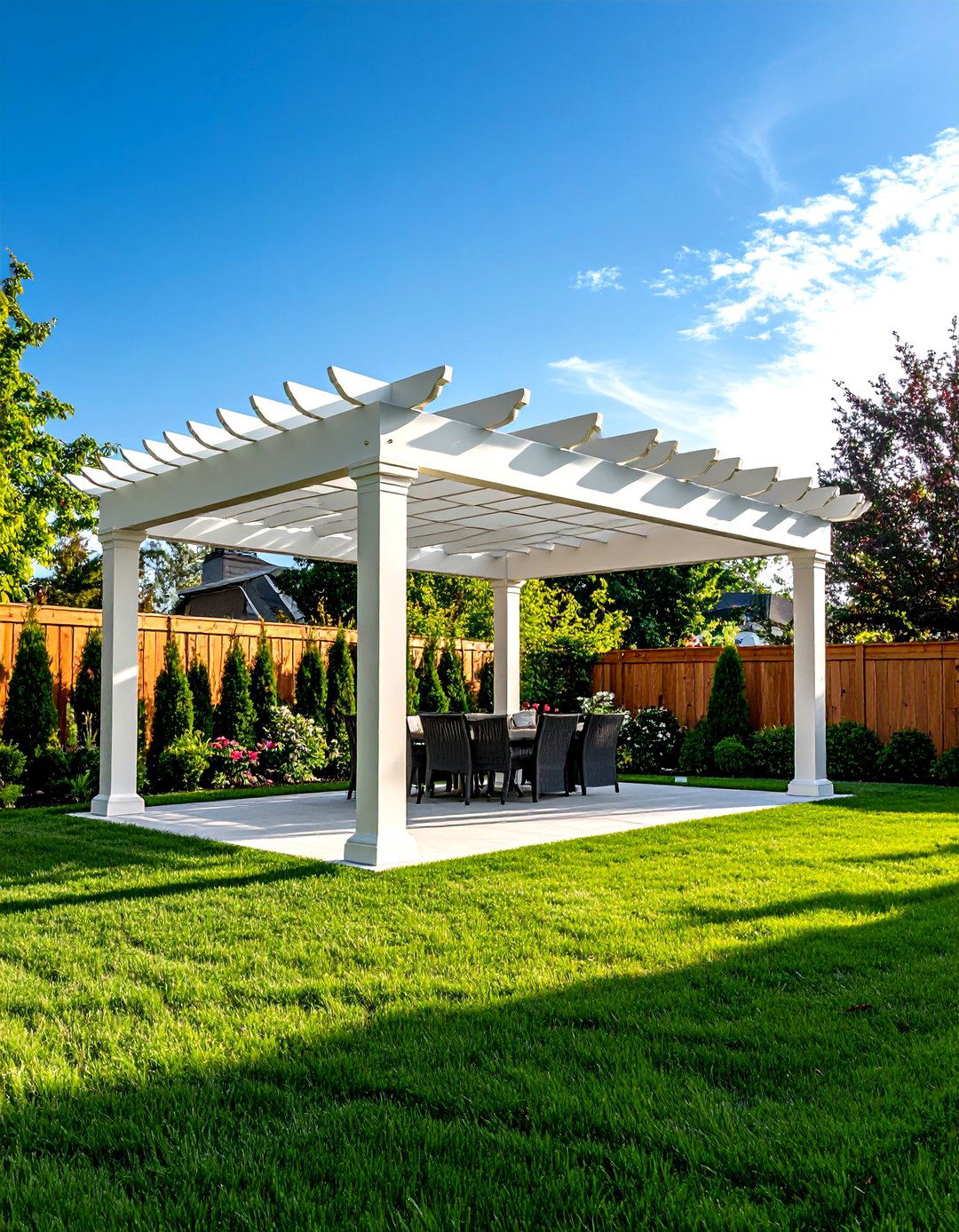 White Vinyl Low Maintenance Pergola - 30 outdoor pergola ideas
