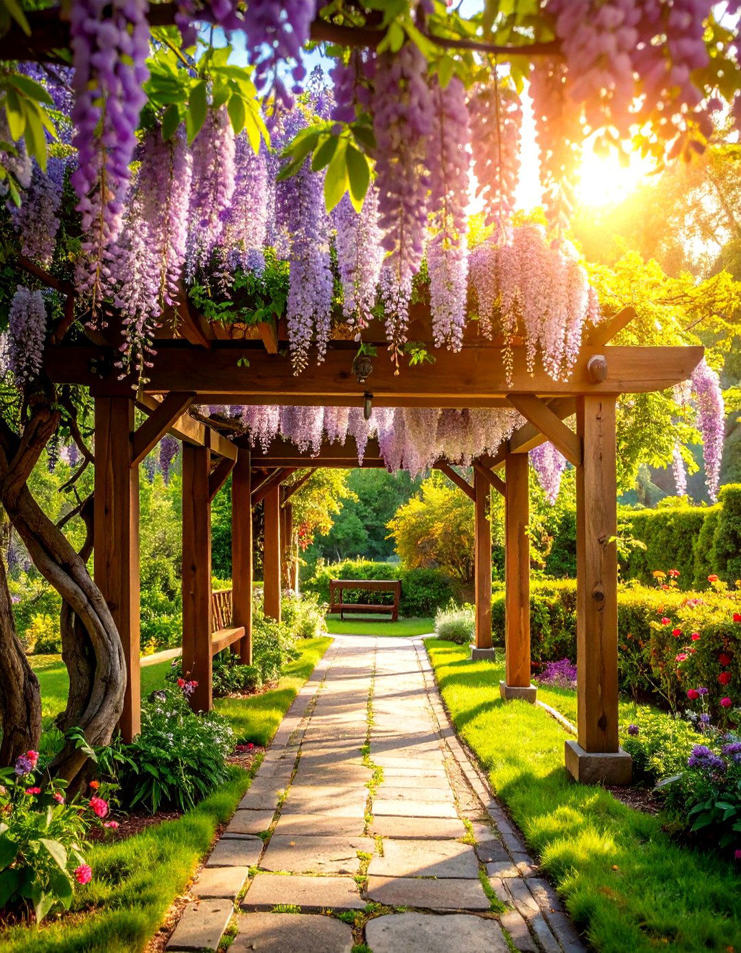 White Vinyl Pergola with Classic Columns - 30 patio pergola ideas