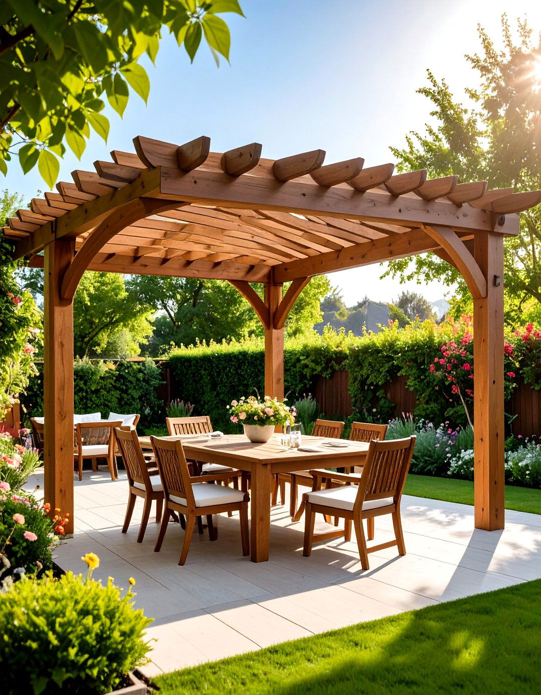 White Vinyl Pergola with Classic Columns - 30 patio pergola ideas