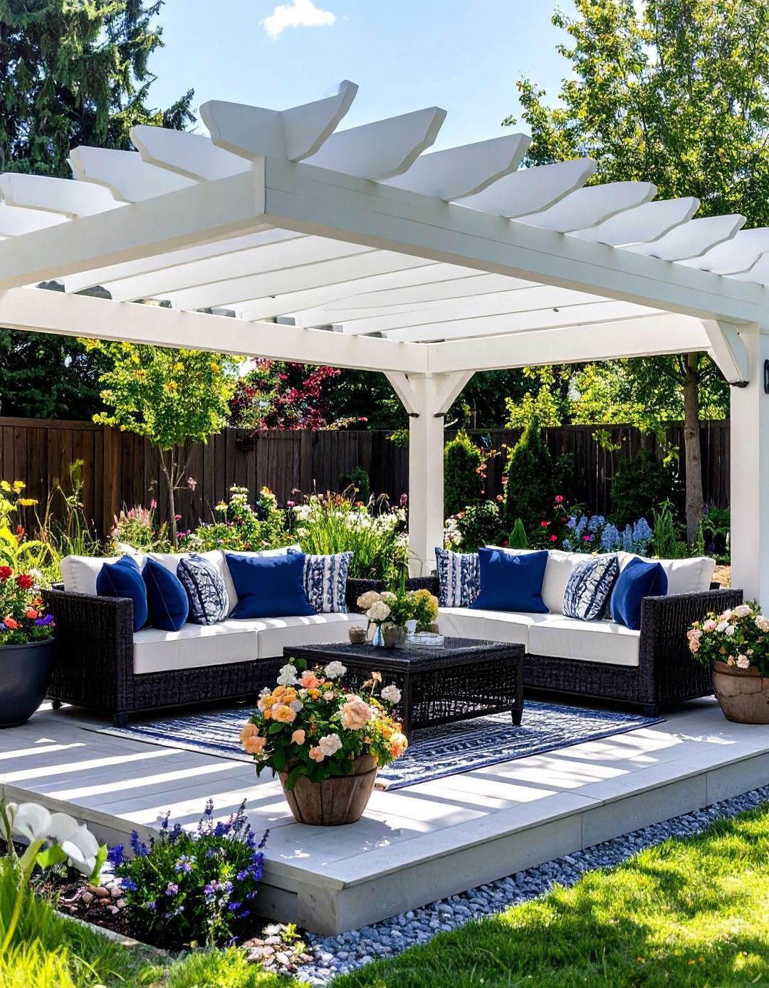White Vinyl Pergola - 30 pergola backyard patio ideas