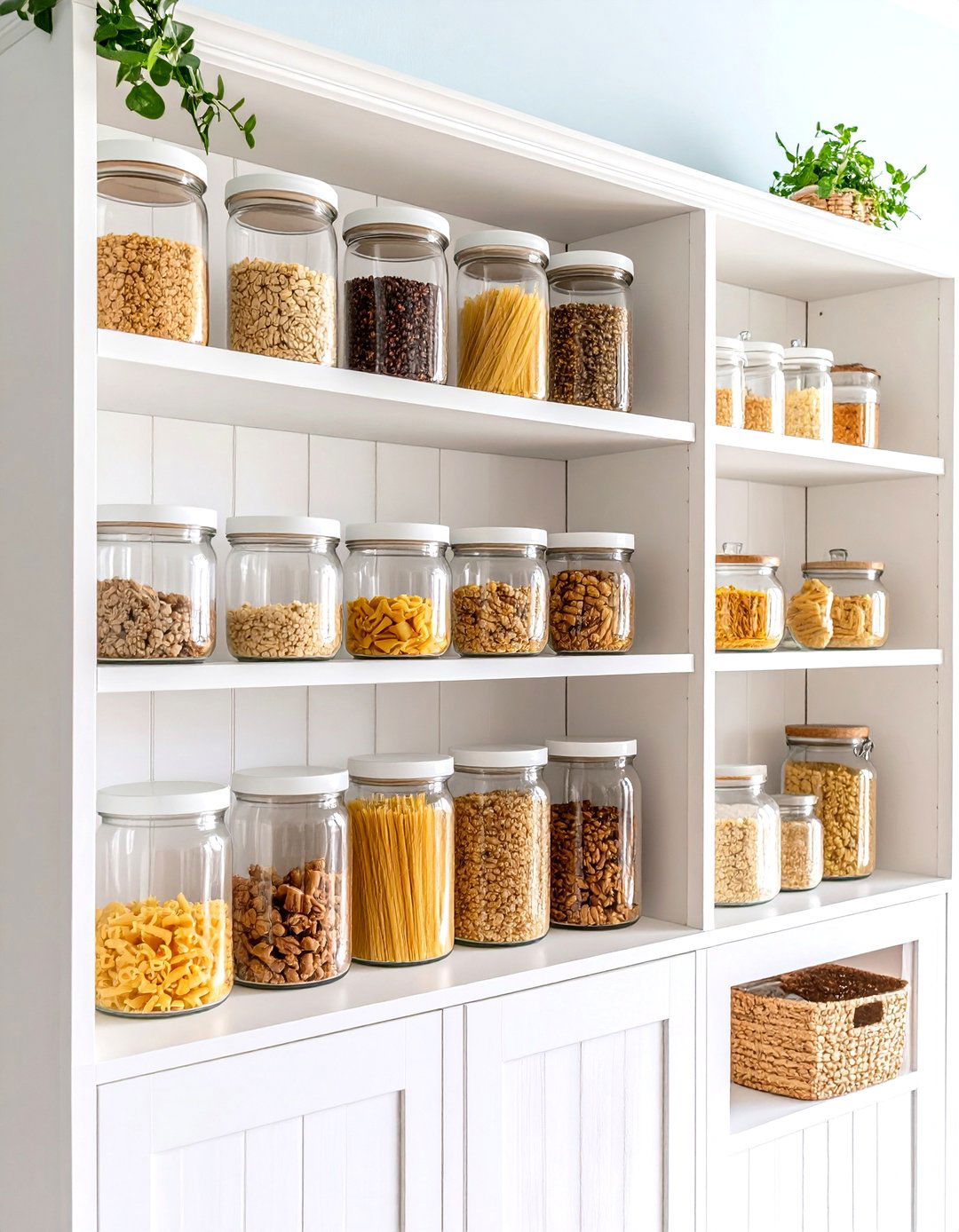 White Wood Pantry Shelves for a Bright Feel - 30 pantry shelf ideas
