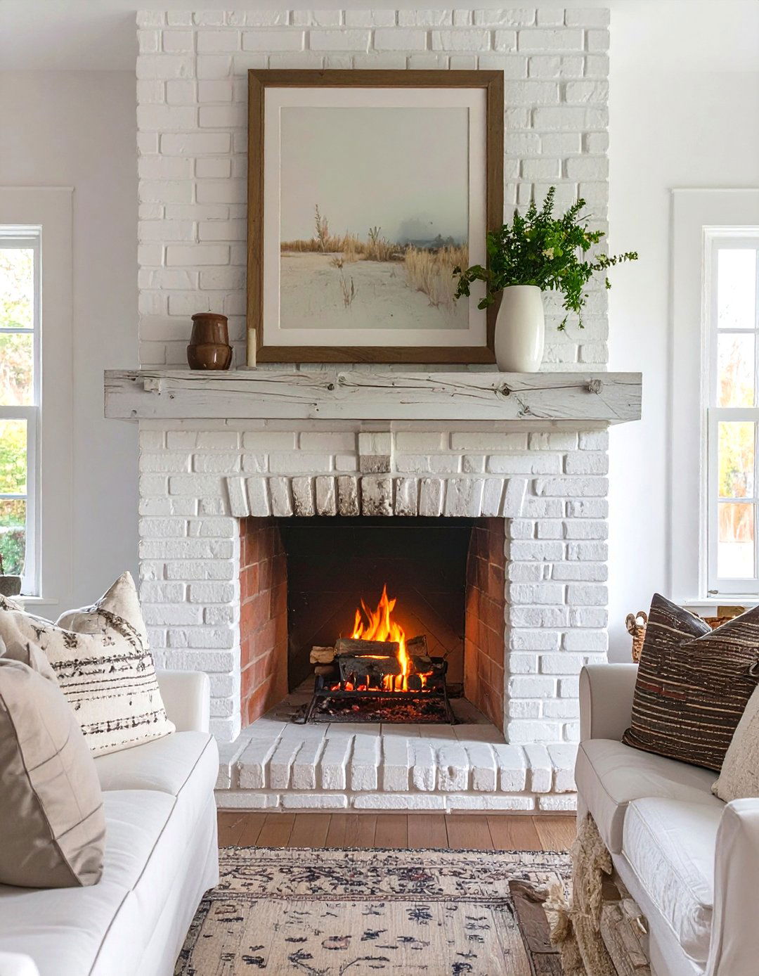 Whitewashed Brick Fireplace Design - 30 small living room fireplace ideas