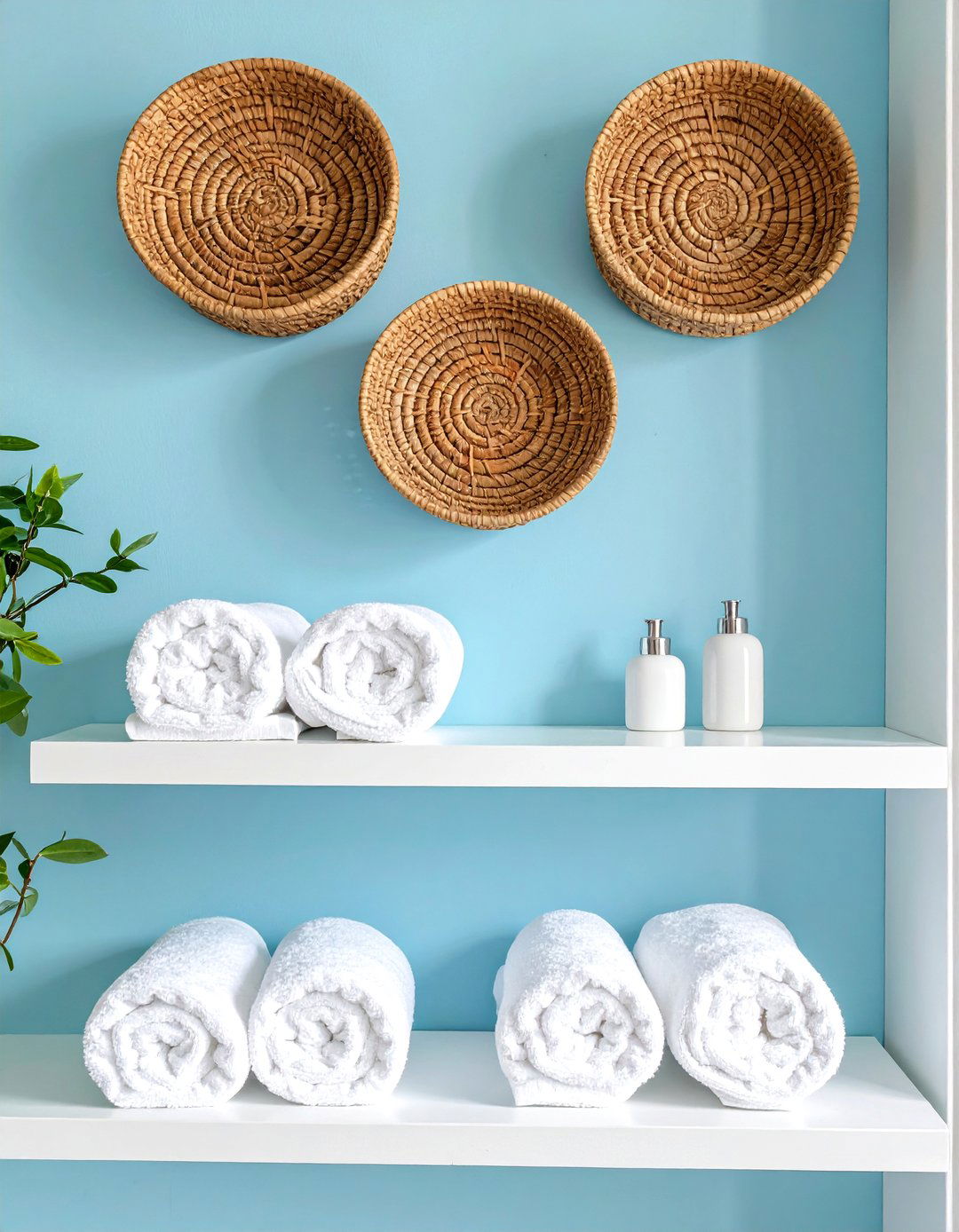 Wicker Basket Wall Shelf - 30 bathroom shelf ideas