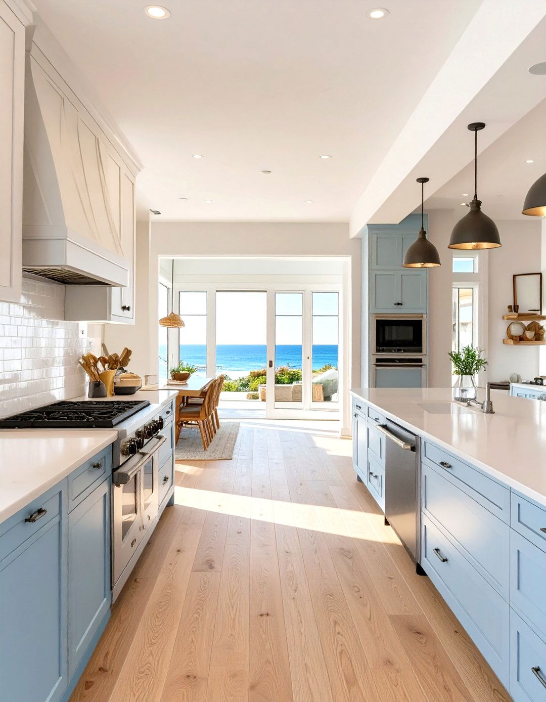 Wide Plank Wood Flooring - 30 seaside coastal kitchen design ideas
