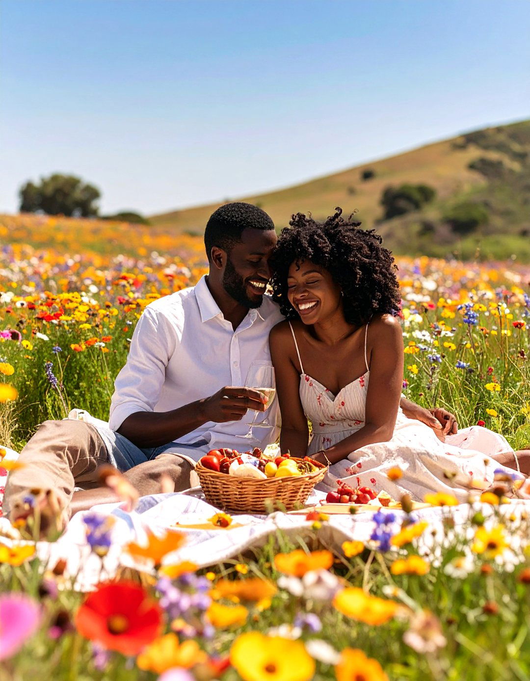Wildflower Field Picnic - 30 outdoor engagement photo ideas
