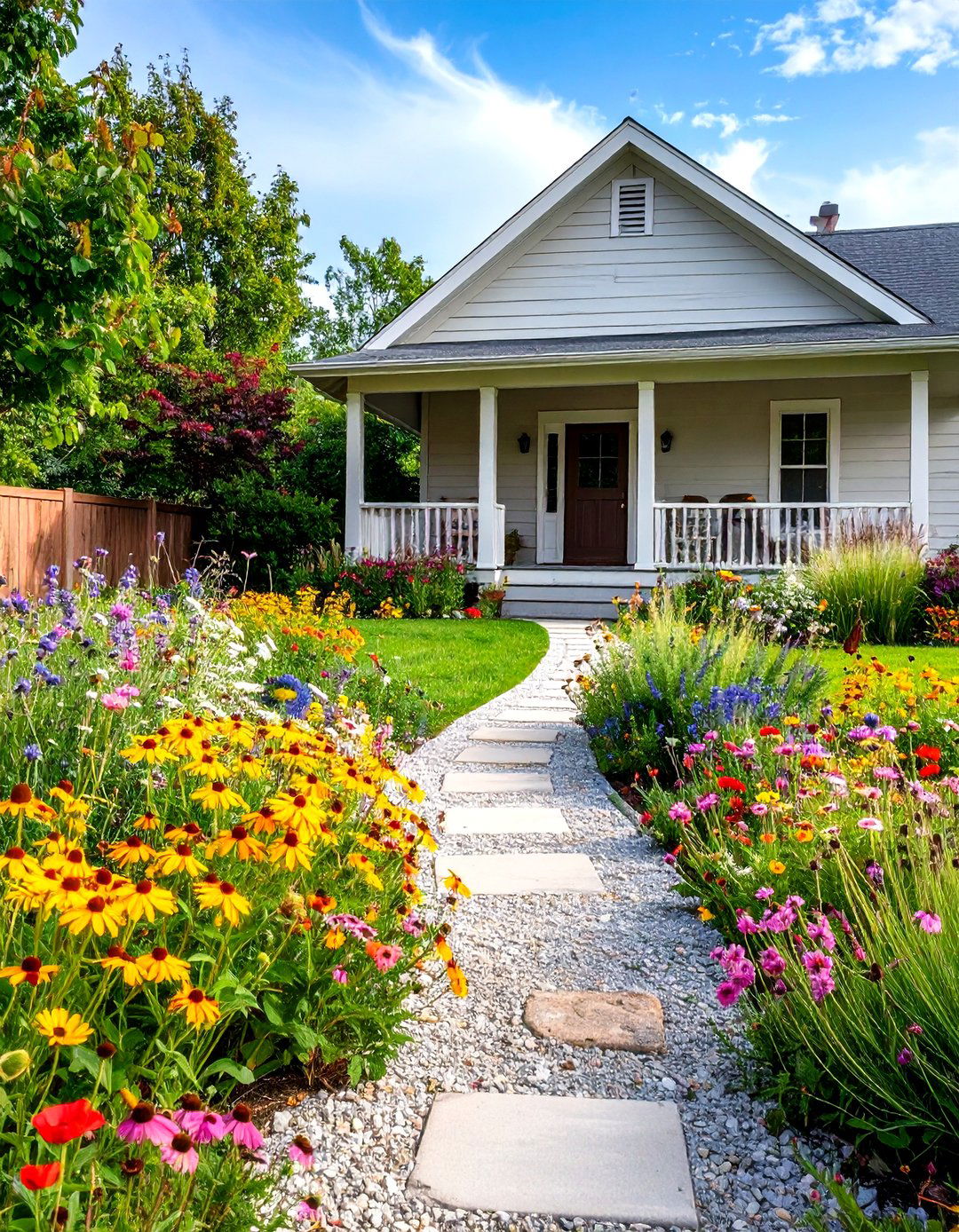 Wildflower Meadow Walkway - 30 front porch landscaping ideas