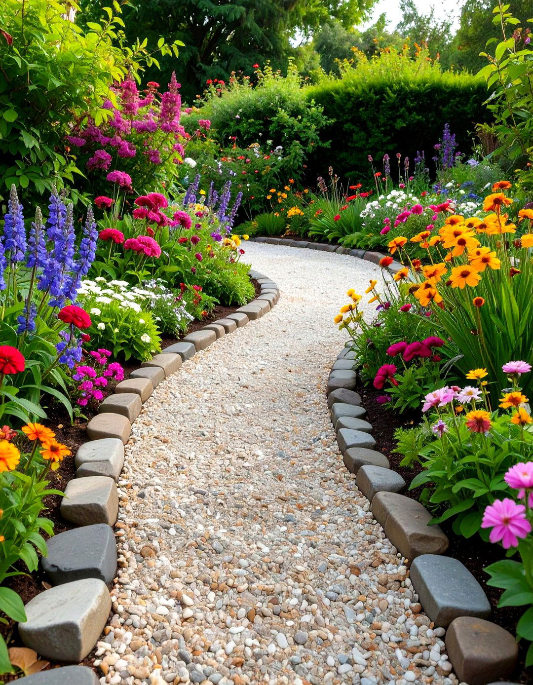 Winding Gravel Garden Path - 30 unique garden path ideas