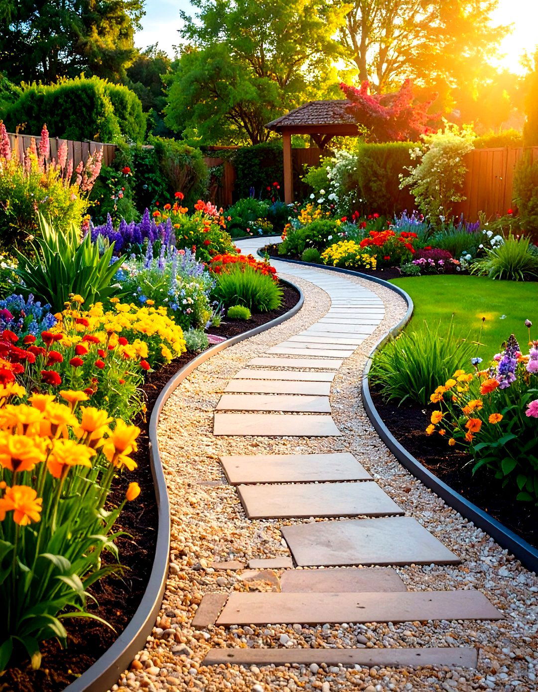 Winding Gravel Garden Walkway - 30 garden walkway ideas