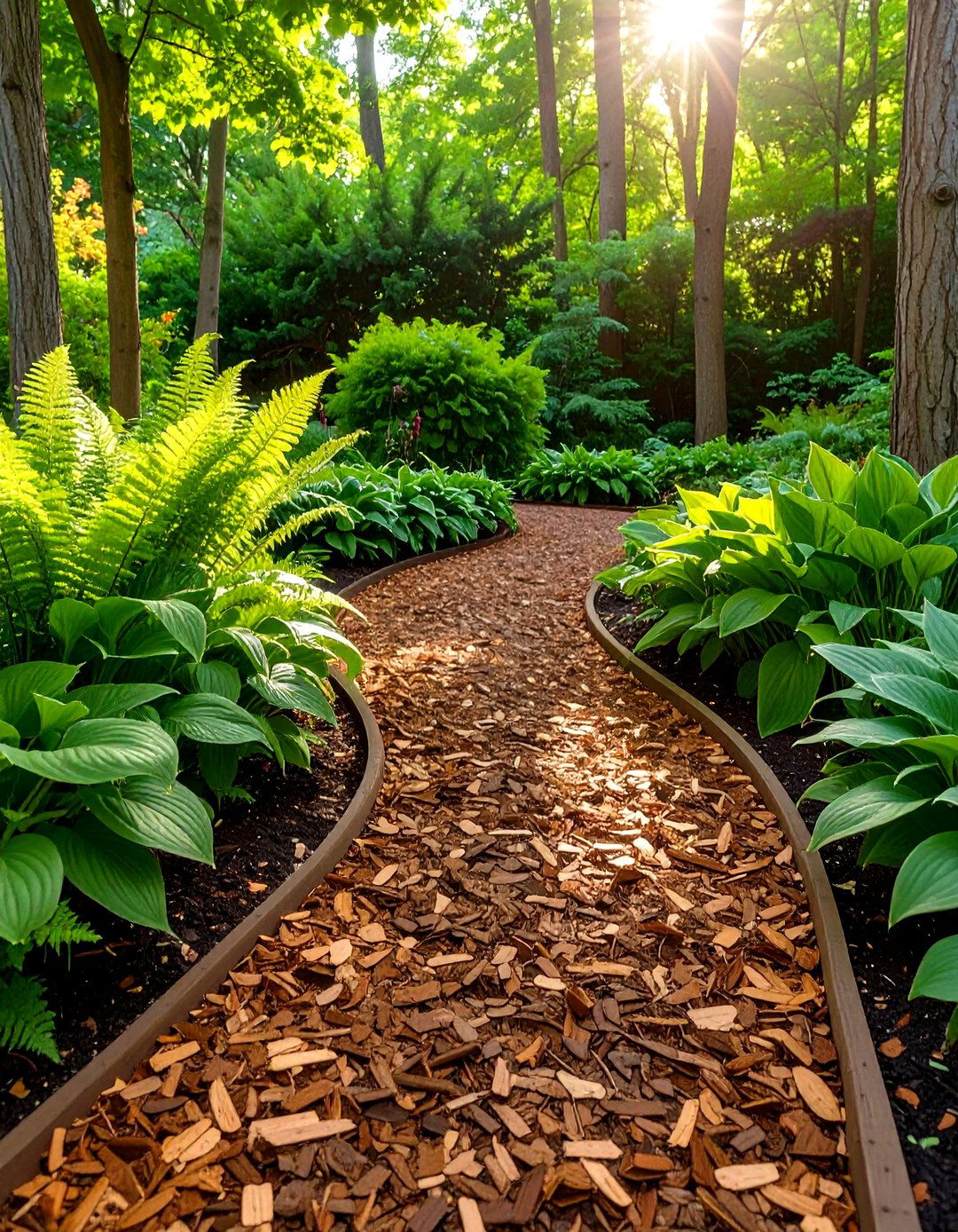 Winding Mulch Pathway - 30 outdoor landscaping ideas