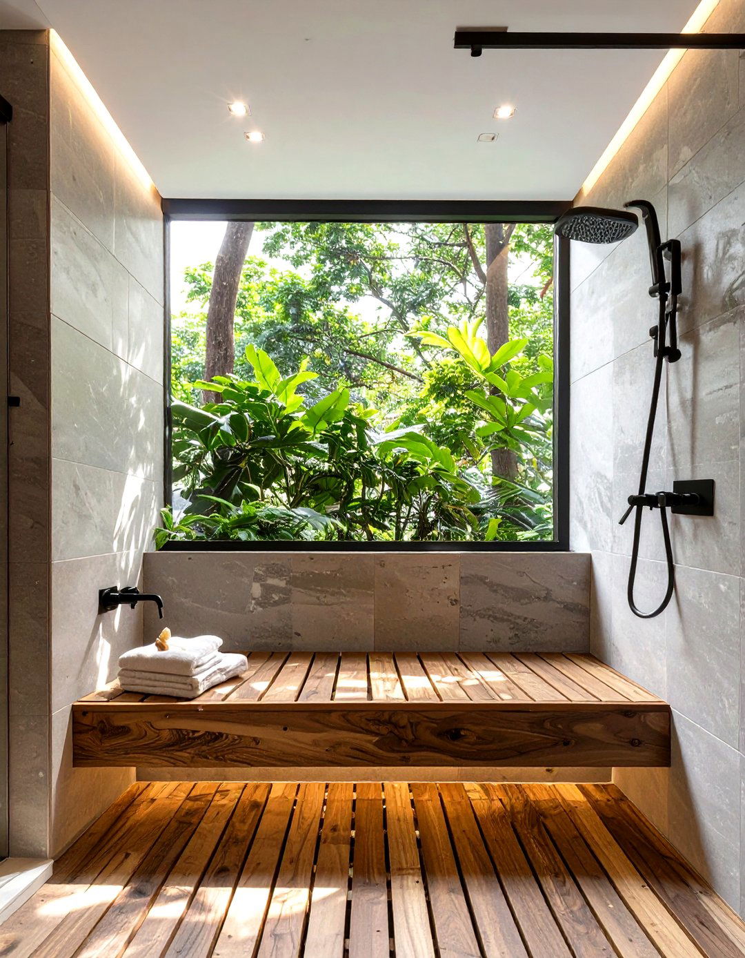 Window Above a Shower Bench - 30 window in shower ideas