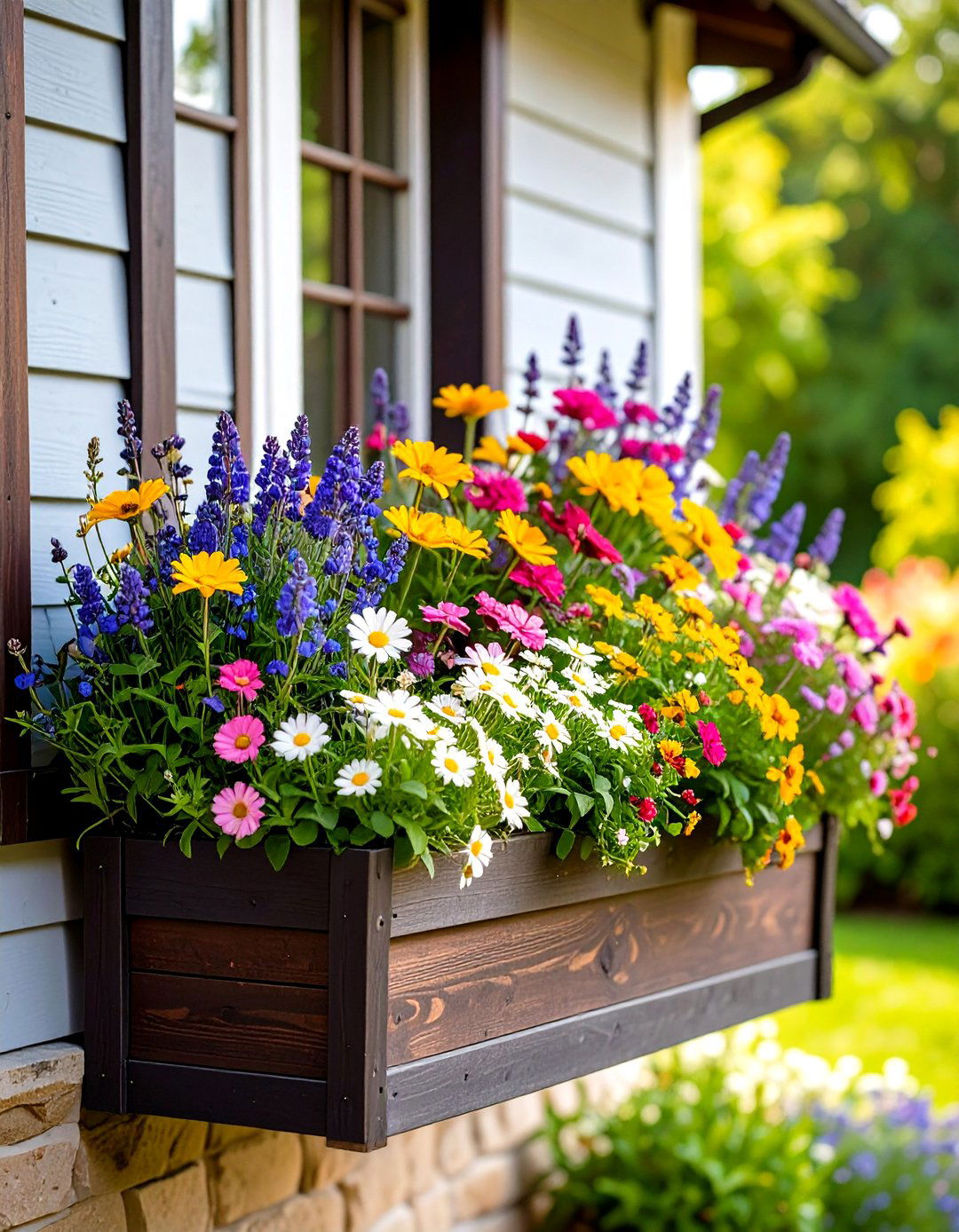 Window Boxes with Wildflowers - 30 rustic home decor ideas