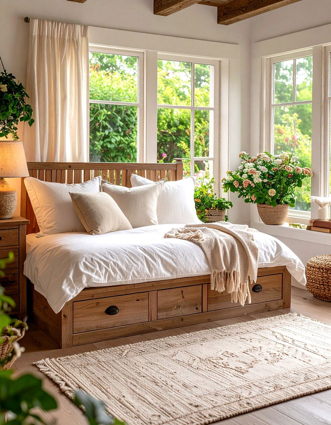 Window Seat with Built In Storage - 30 rustic bedroom ideas
