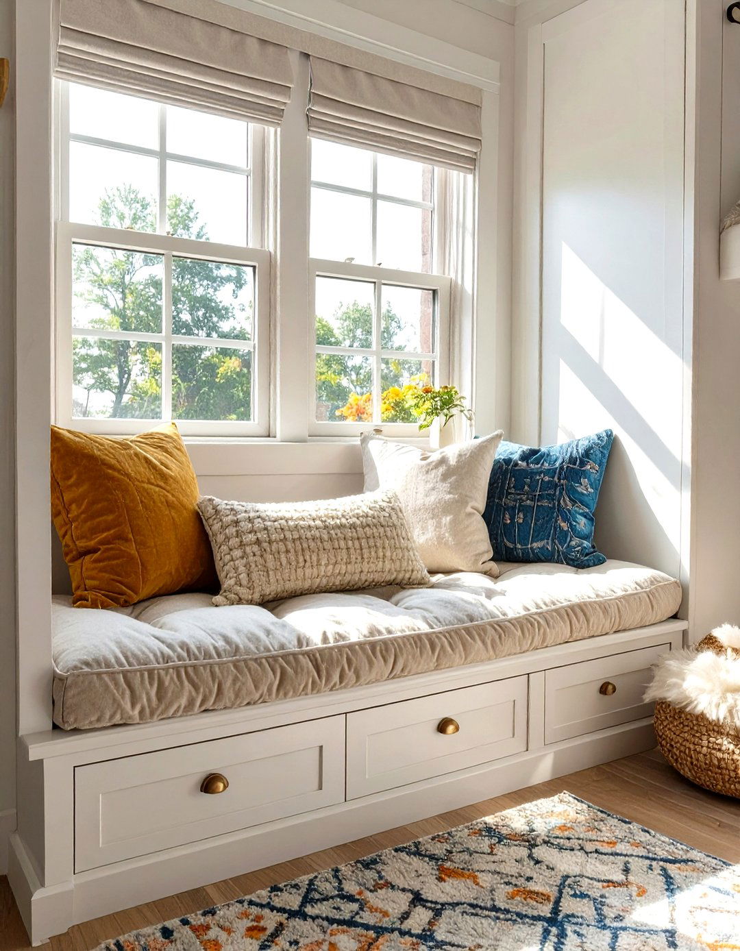 Window Seat with Hidden Storage - 30 tiny bedroom ideas