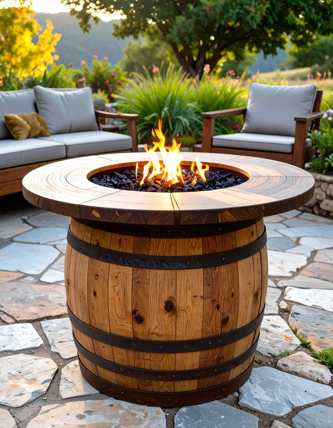Wine Barrel Firepit Table - 30 outdoor firepit ideas