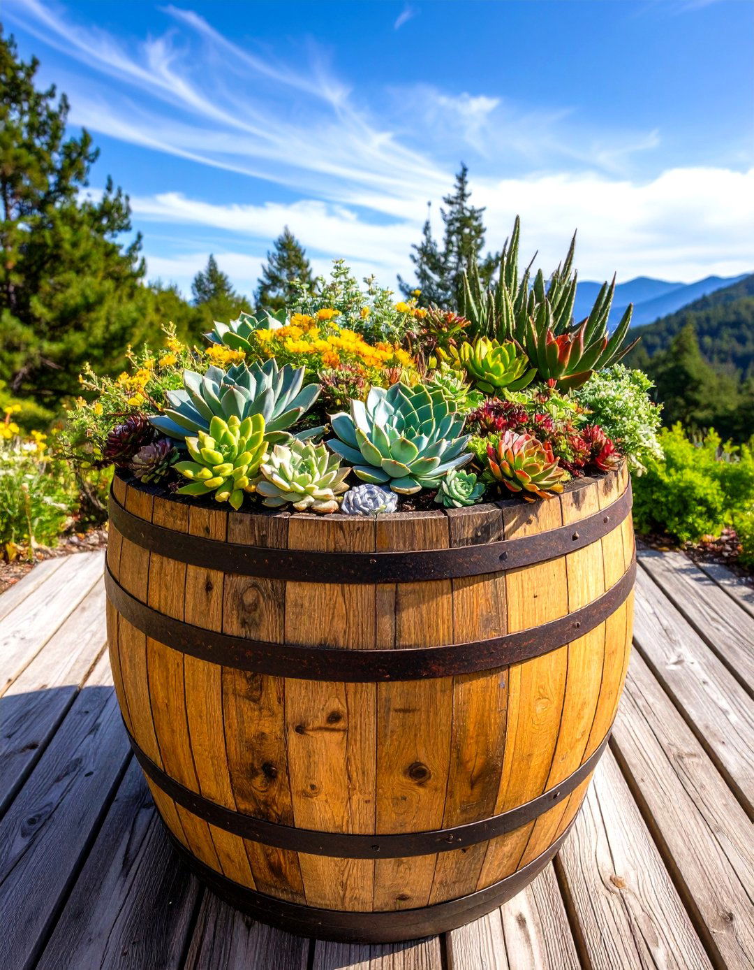Wine Barrel Succulent Garden - 30 outdoor succulent garden ideas