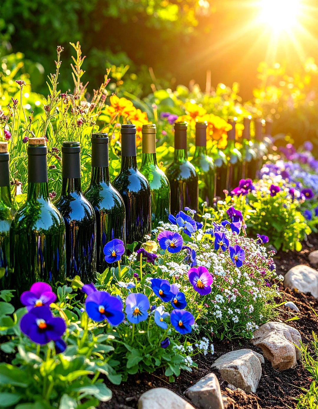 Wine Bottle Border Garden Bed - 30 garden beds ideas
