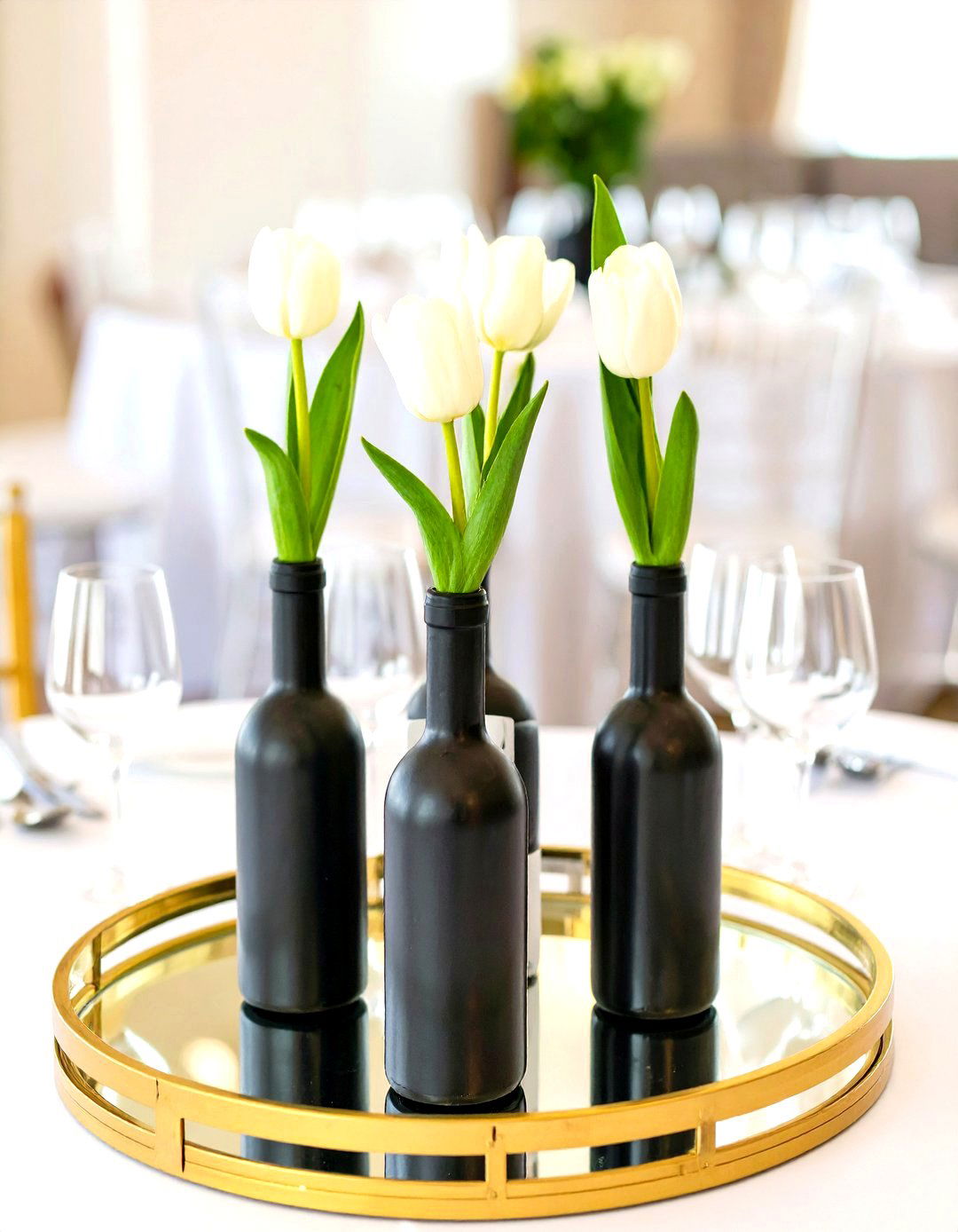 Wine Bottle Centerpieces - 30 wedding shower decor ideas