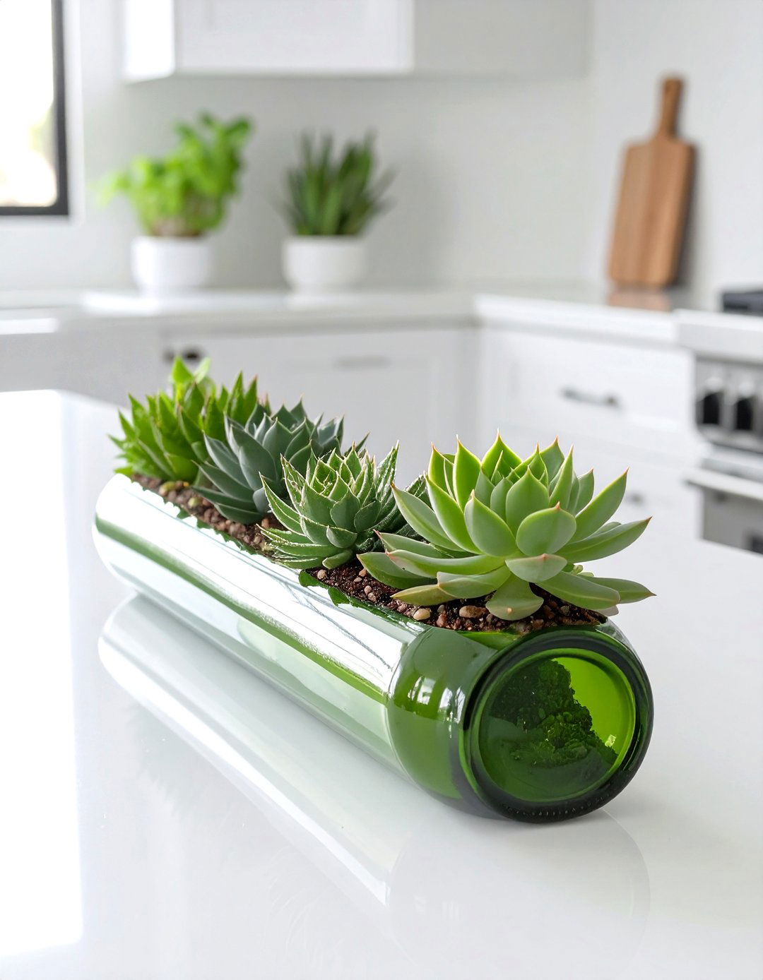 Wine Bottle Succulent Planter - 30 succulent garden ideas