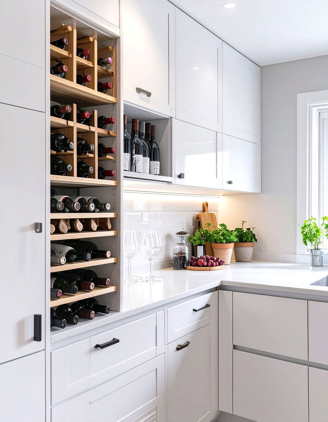 Wine Rack Integrated into Small Cabinets - 30 small kitchen cabinet ideas