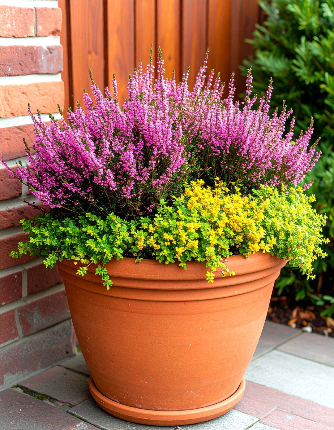 Winter Heather and Creeping Jenny Planter - 30 outdoor winter planter ideas