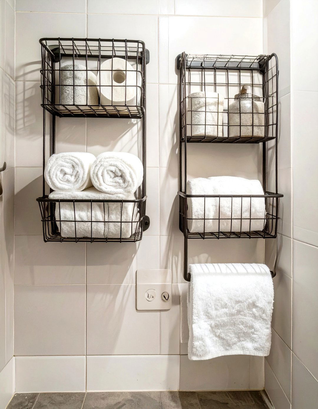 Wire Basket Wall Shelves - 30 shelves very small bathroom storage ideas