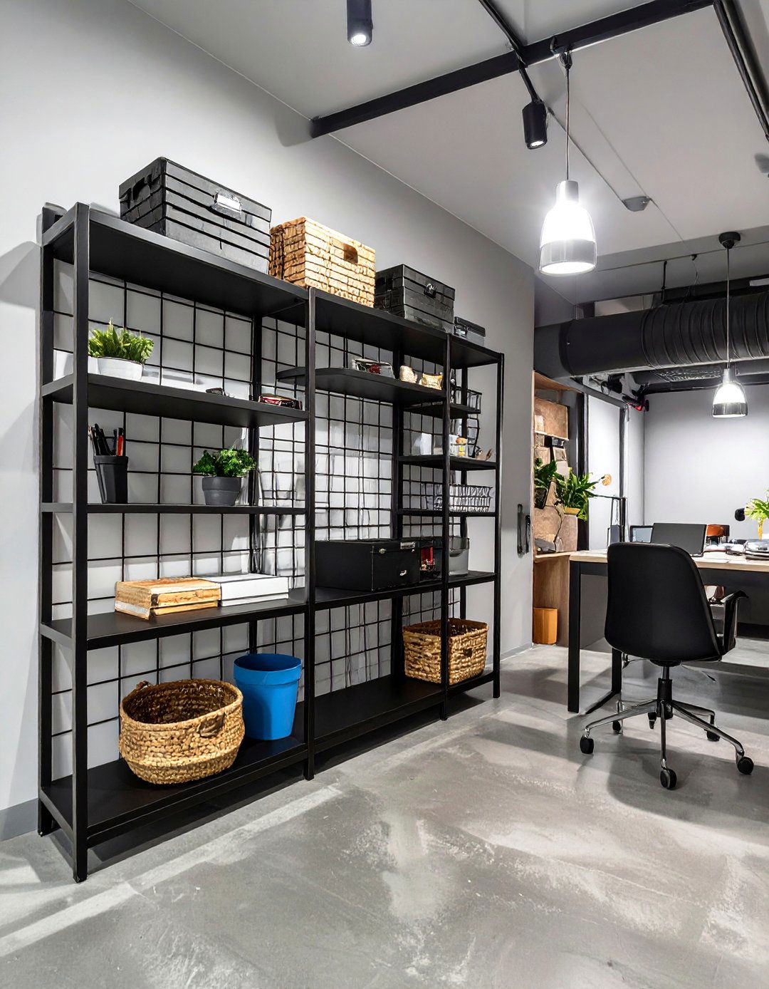 Wire Grid Wall Shelving - 30 basement shelving ideas