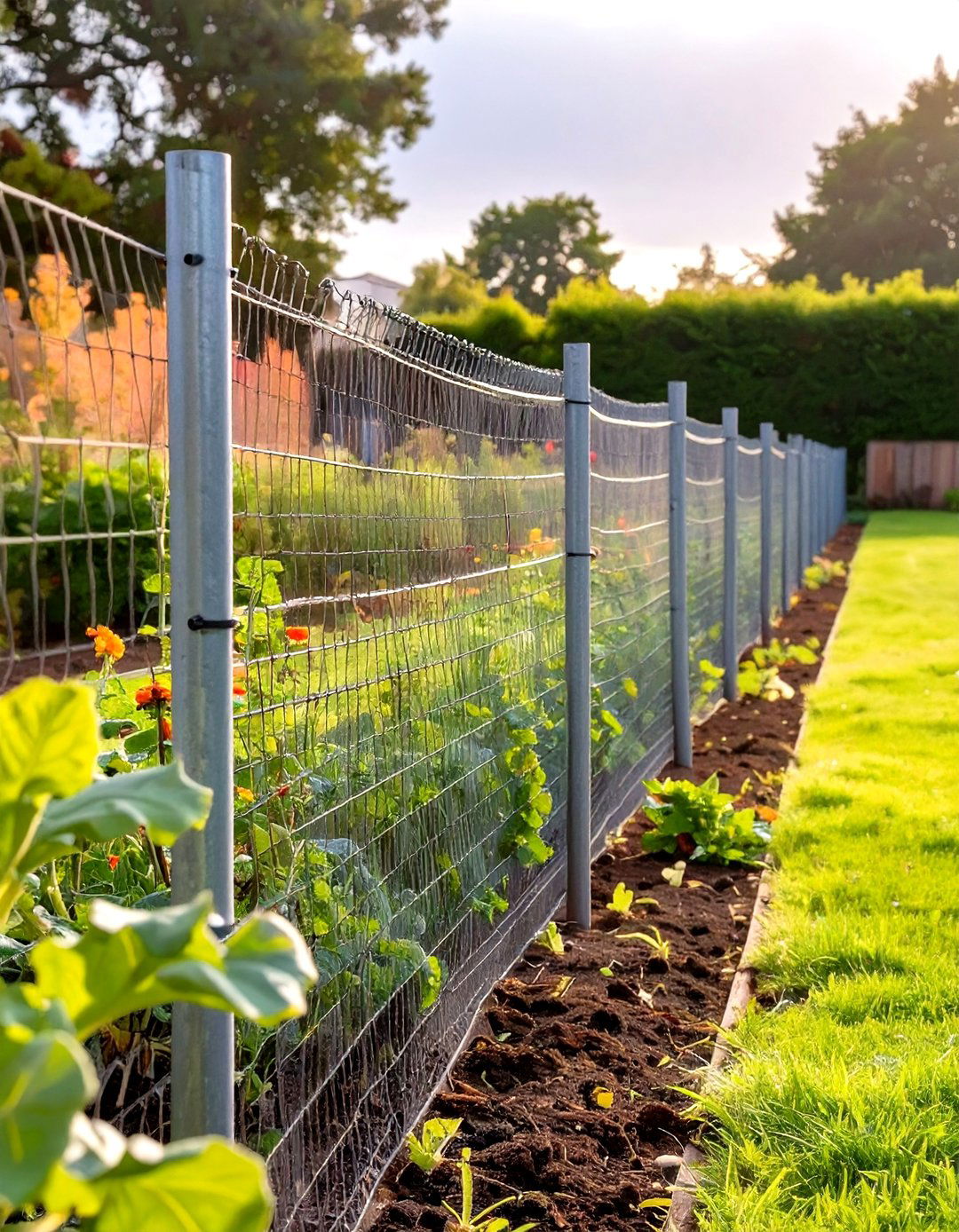 Wire Mesh and Post Vegetable Garden Fence - 30 vegetable garden fence ideas