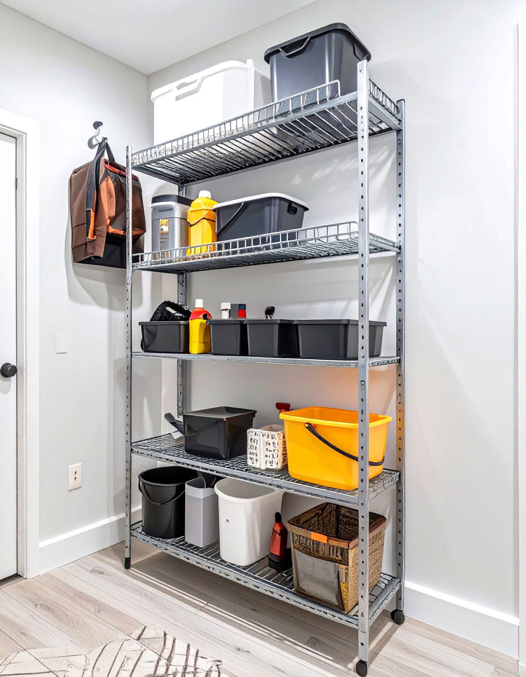Wire Shelving Utilitarian Closet - 30 broom walk in closet ideas