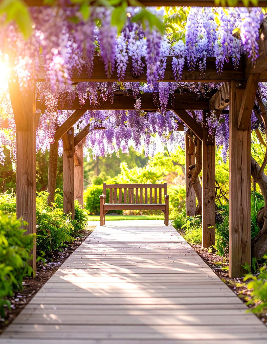 Wisteria Covered Arbor Walkway - 30 outdoor sitting area ideas