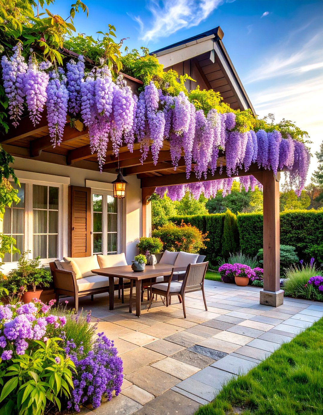 Wisteria Covered Pergola Roof - 30 patio roof ideas attached to house