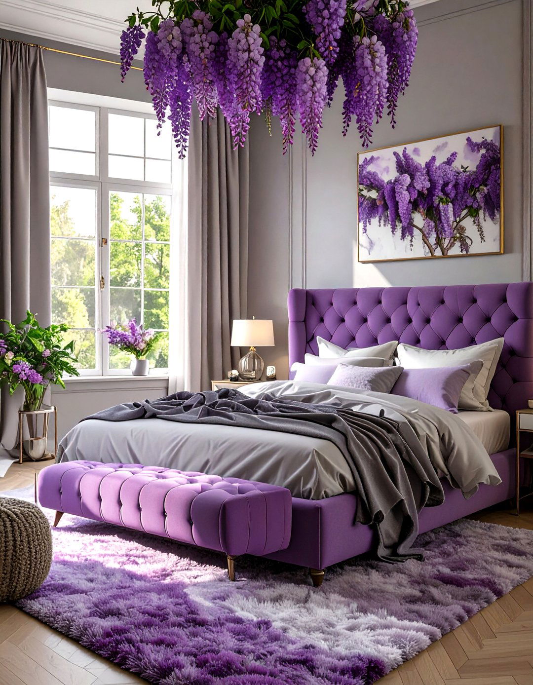 Wisteria and Gray Tonal Bedroom - 30 modern purple bedroom ideas