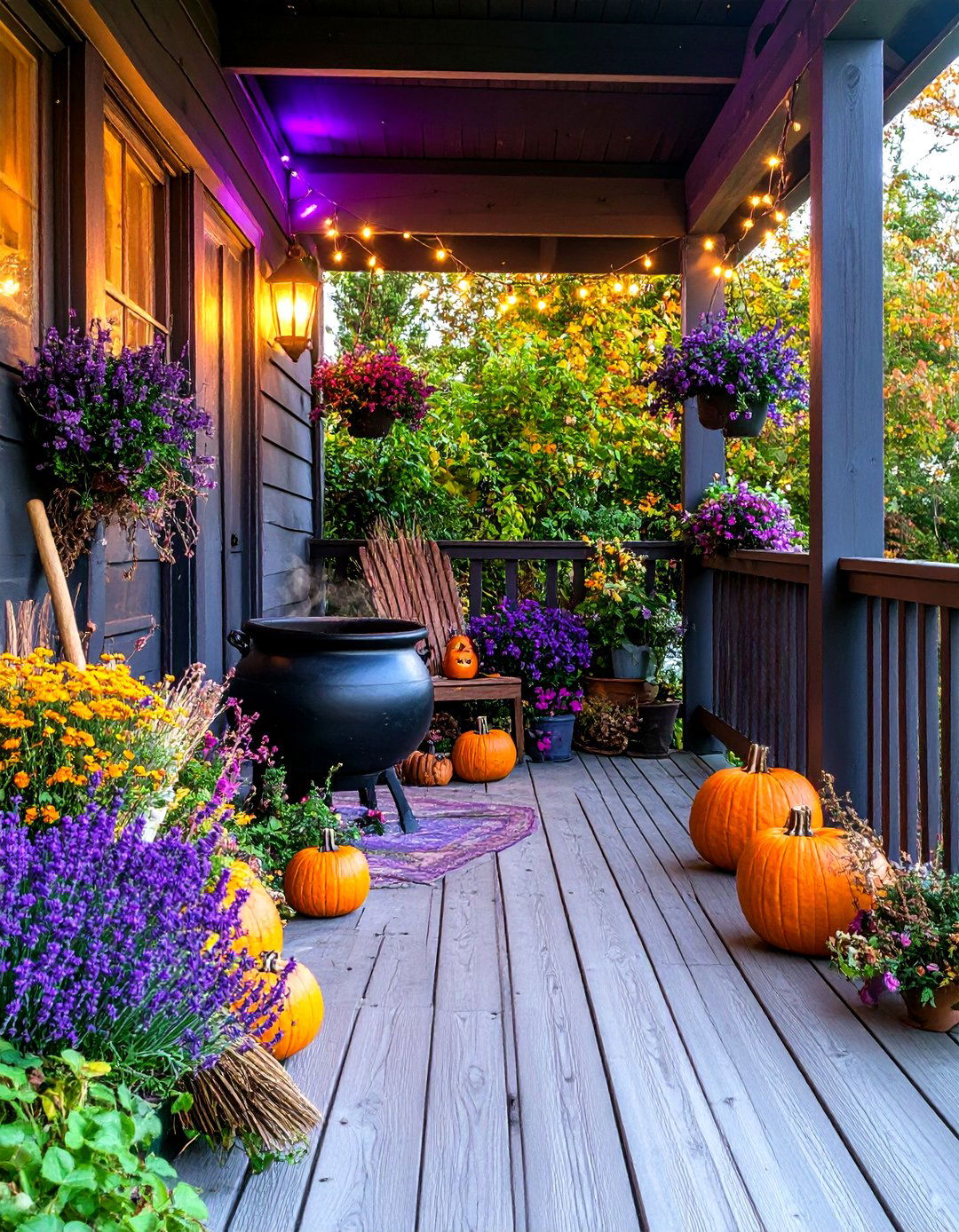 Witchs Cottage Porch - 30 halloween front porch ideas