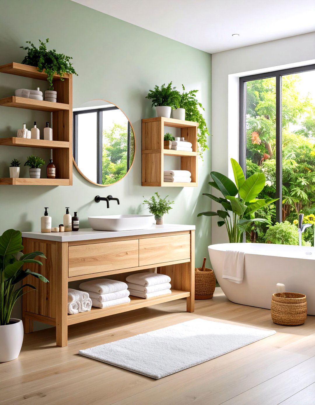 Wood Accents for Warmth - 30 pinterest bathroom ideas