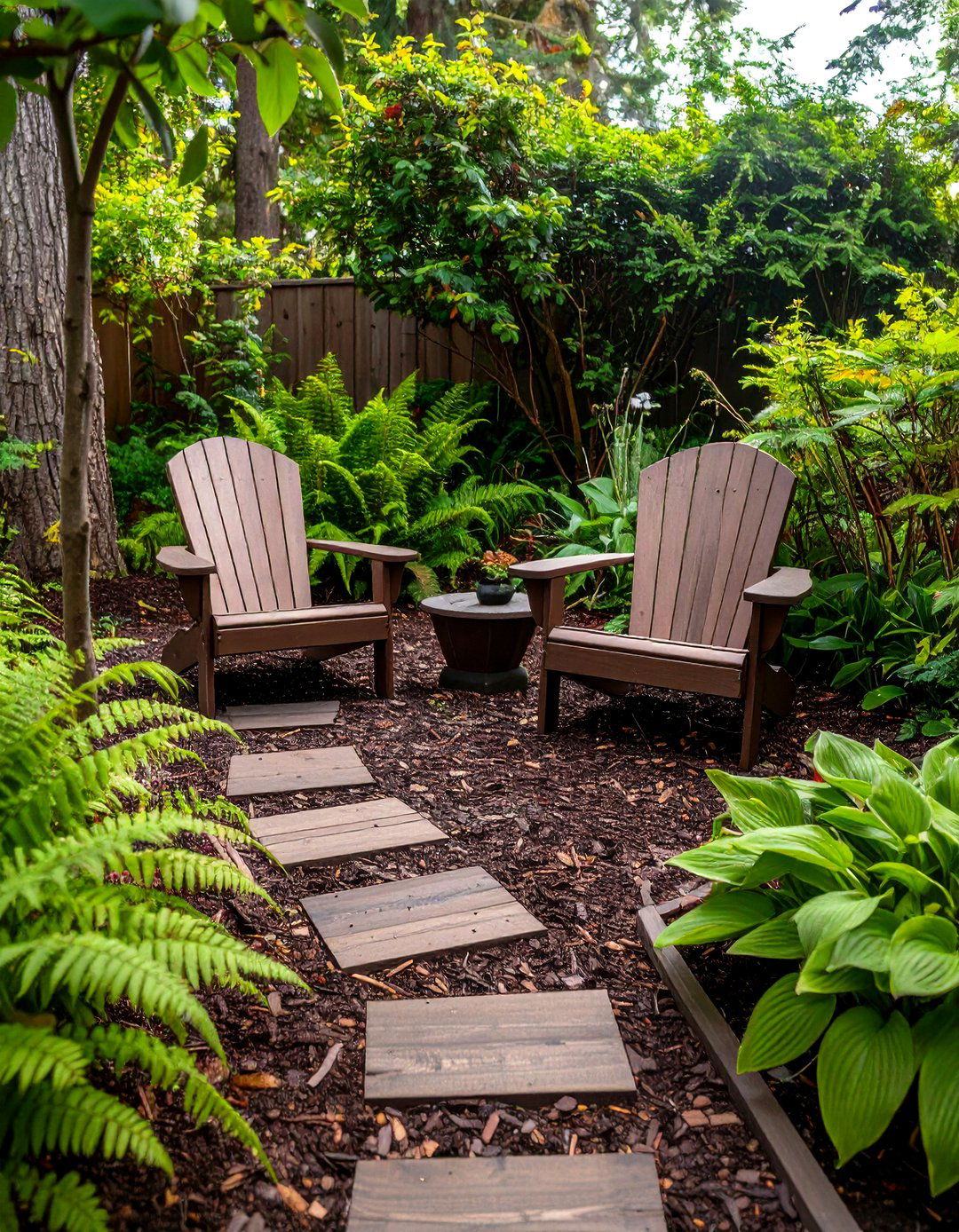 Wood Chip and Mulch Backyard Path - 30 cheap no grass backyard ideas