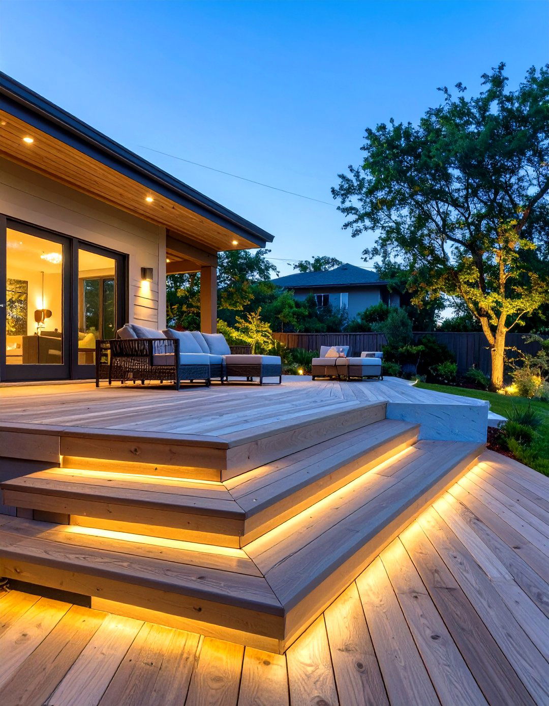 Wood Deck with Integrated Lighting - 30 wood deck ideas